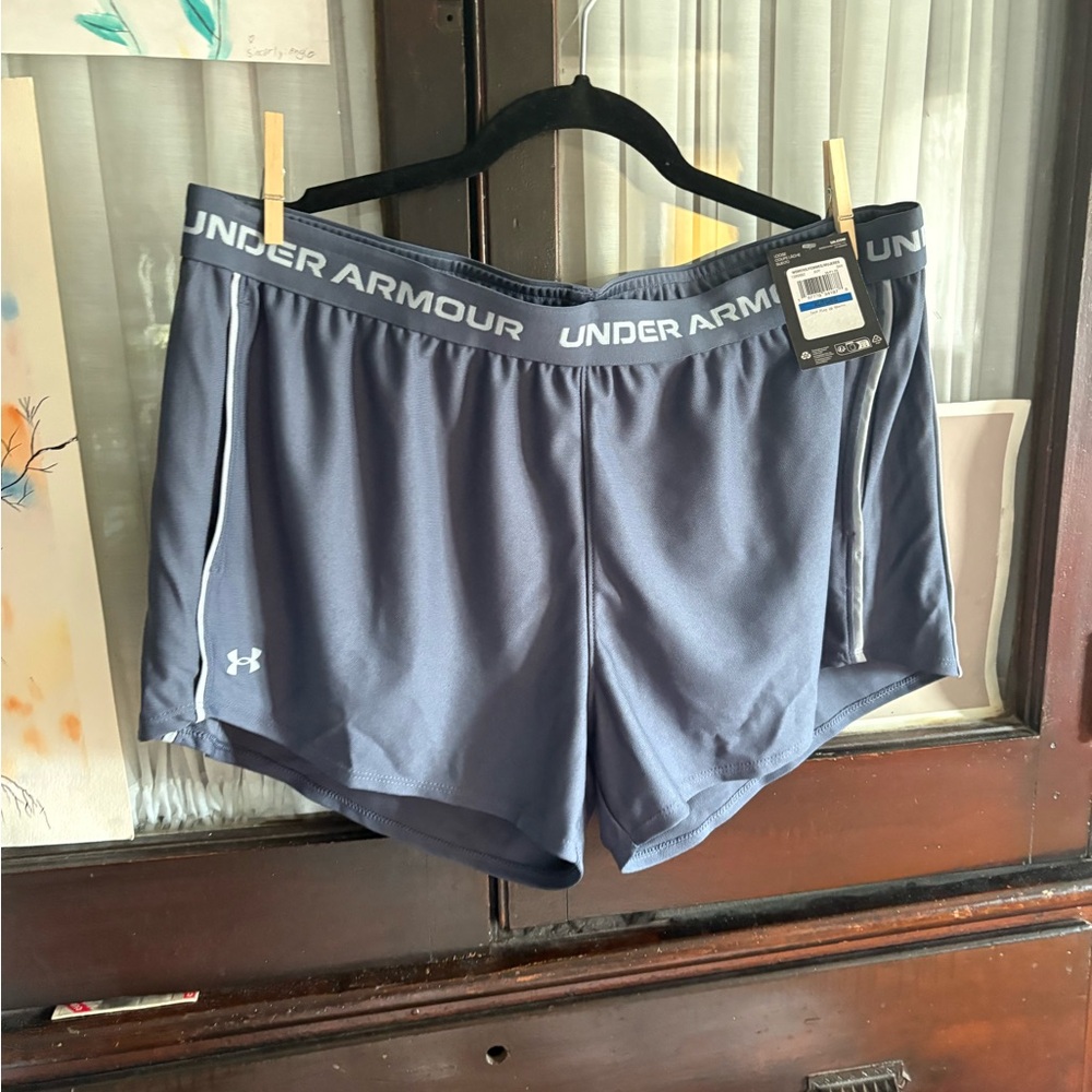 Under Armour Women's Athletic Shorts - Blue with White Trim